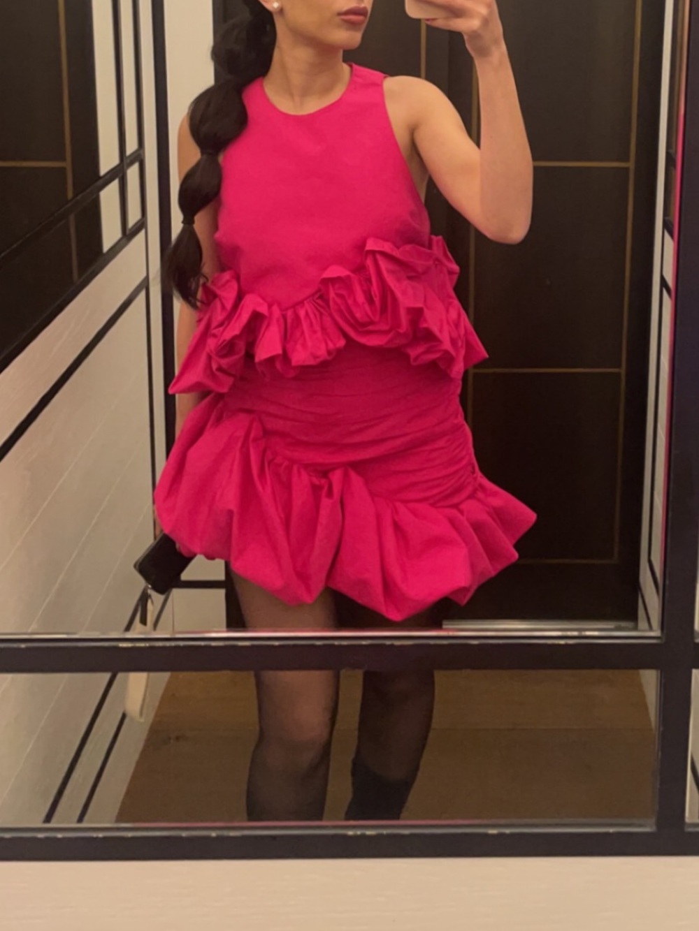 Bold Pink Ruffle Cocktail Dress